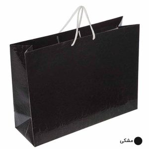 ساک دستی آماده گلاسه پوست ماری مشکی ابعاد 14*32*42