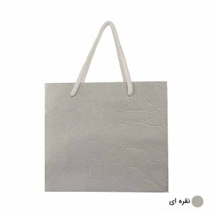 ساک دستی آماده گلاسه پوست ماری نقره ای ابعاد 7*15*17