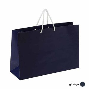 ساک دستی آماده گلاسه ساده سرمه ای ابعاد 12*24*36