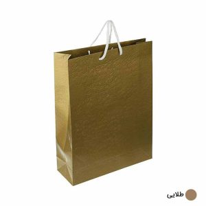ساک دستی آماده گلاسه پوست ماری طلایی ابعاد 11*42*32