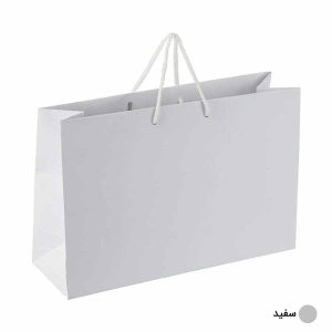 ساک دستی آماده گلاسه ساده سفید ابعاد 12*24*36