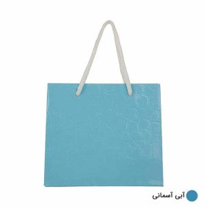 ساک دستی آماده گلاسه پوست ماری آبی آسمانی ابعاد 7*15*17