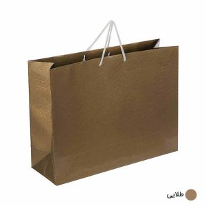 ساک دستی آماده گلاسه پوست ماری طلایی ابعاد 14*32*42