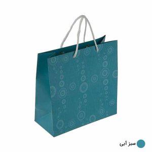 ساک دستی آماده گلاسه آکوا سبز آبی ابعاد 10*23*23