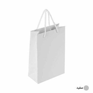 ساک دستی آماده گلاسه ساده سفید ابعاد 8*24*16