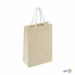ساک دستی آماده گلاسه ساده کرم ابعاد 8*24*16