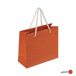 ساک دستی آماده گلاسه پوست ماری نارنجی ابعاد 7*15*17