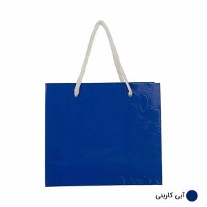ساک دستی آماده گلاسه پوست ماری آبی کاربنی ابعاد 7*15*17