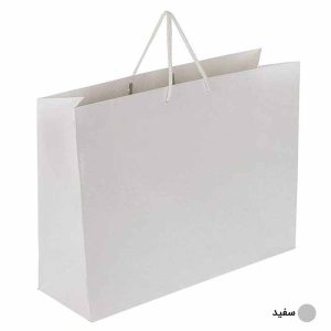 ساک دستی آماده گلاسه پوست ماری سفید ابعاد 14*32*42