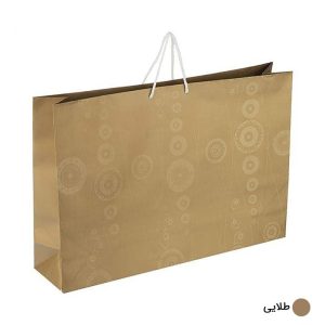 ساک دستی آماده گلاسه آکوا طلایی ابعاد 13*37*54