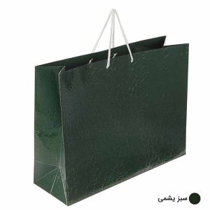ساک دستی آماده گلاسه پوست ماری سبز یشمی ابعاد 14*32*42