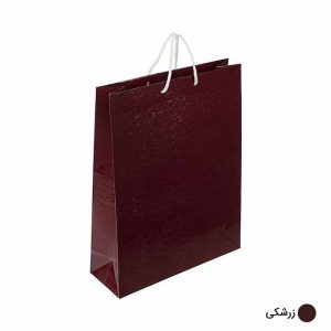 ساک دستی آماده گلاسه پوست ماری زرشکی ابعاد 11*42*32